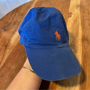 Ralph Lauren Blue Cap with Orange Polo Logo